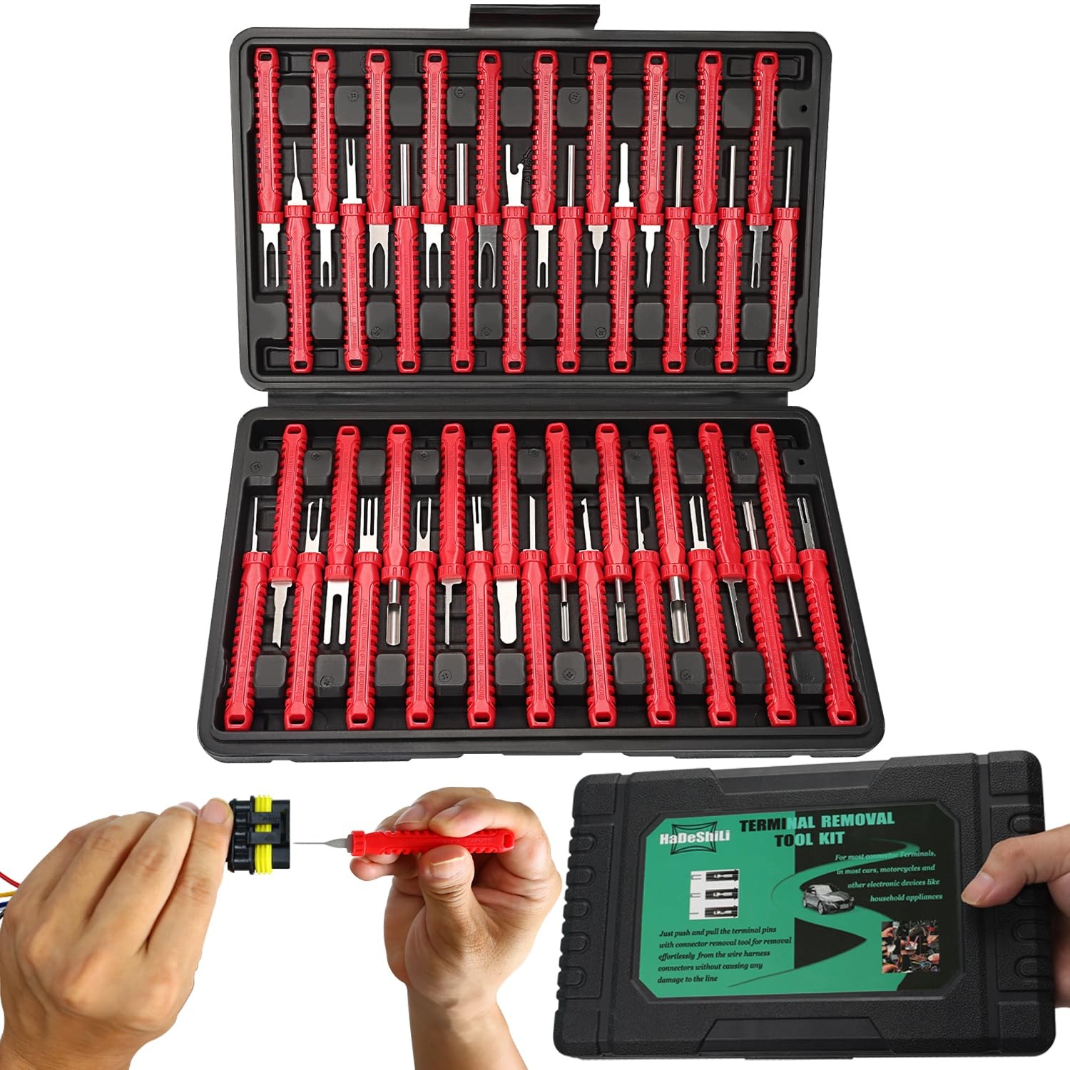41 Pcs Terminal Pin Removal Tool Set with Red Blow-Molded Case