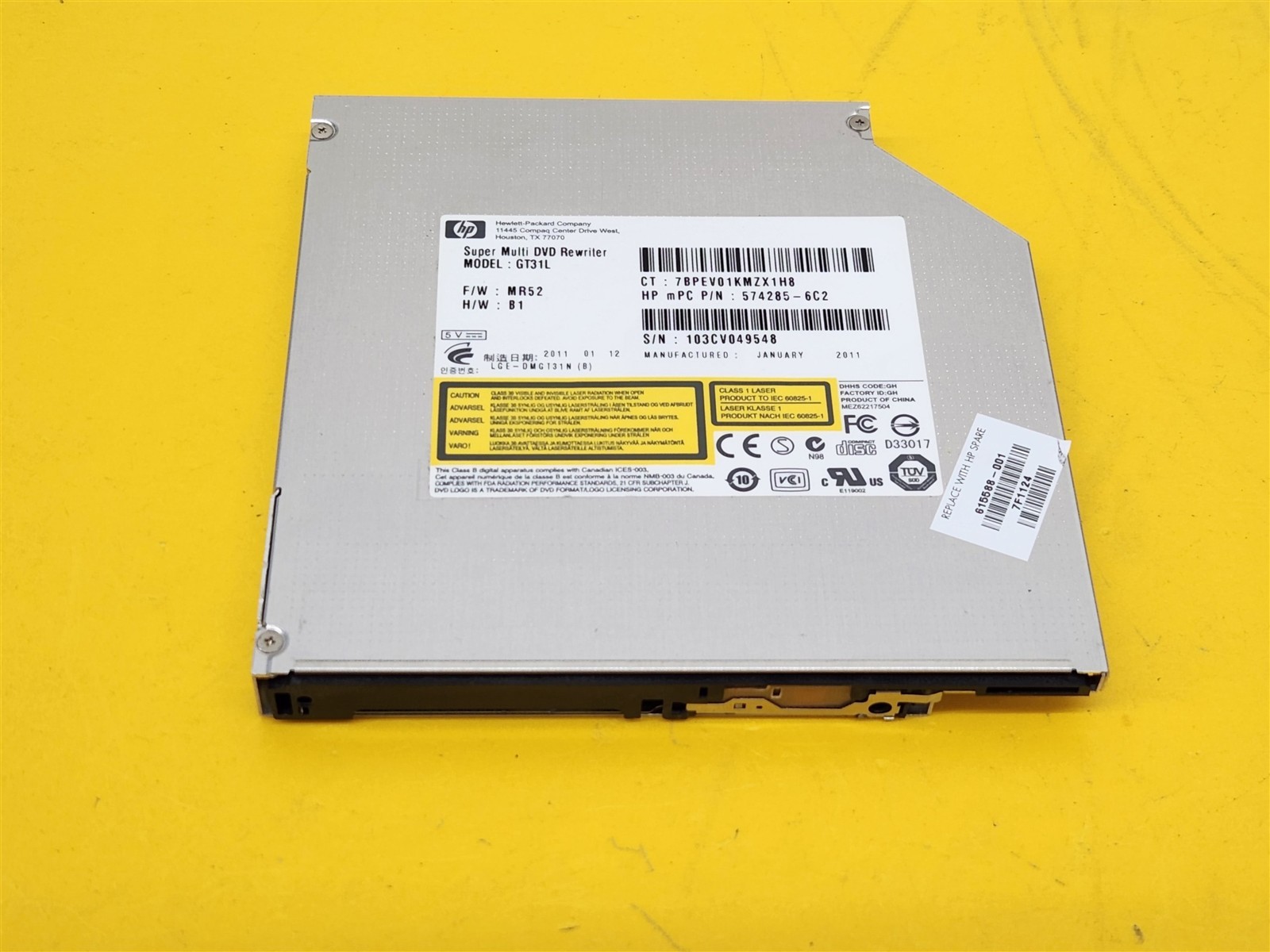 ⭐️⭐️⭐️⭐️⭐️ Laptop Super Multi DVD Rewriter GT31L HP 574285-6C2 *No Bezel*
