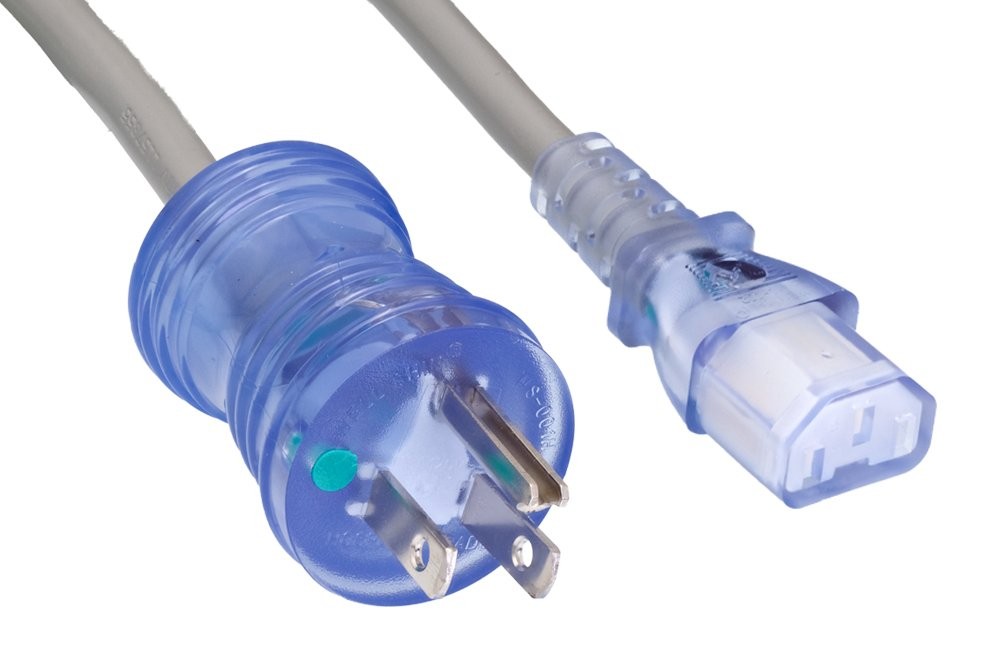 North American Hospital Grade Power Cord 18AWG 10ft (ZWACPCAY-10),Blue