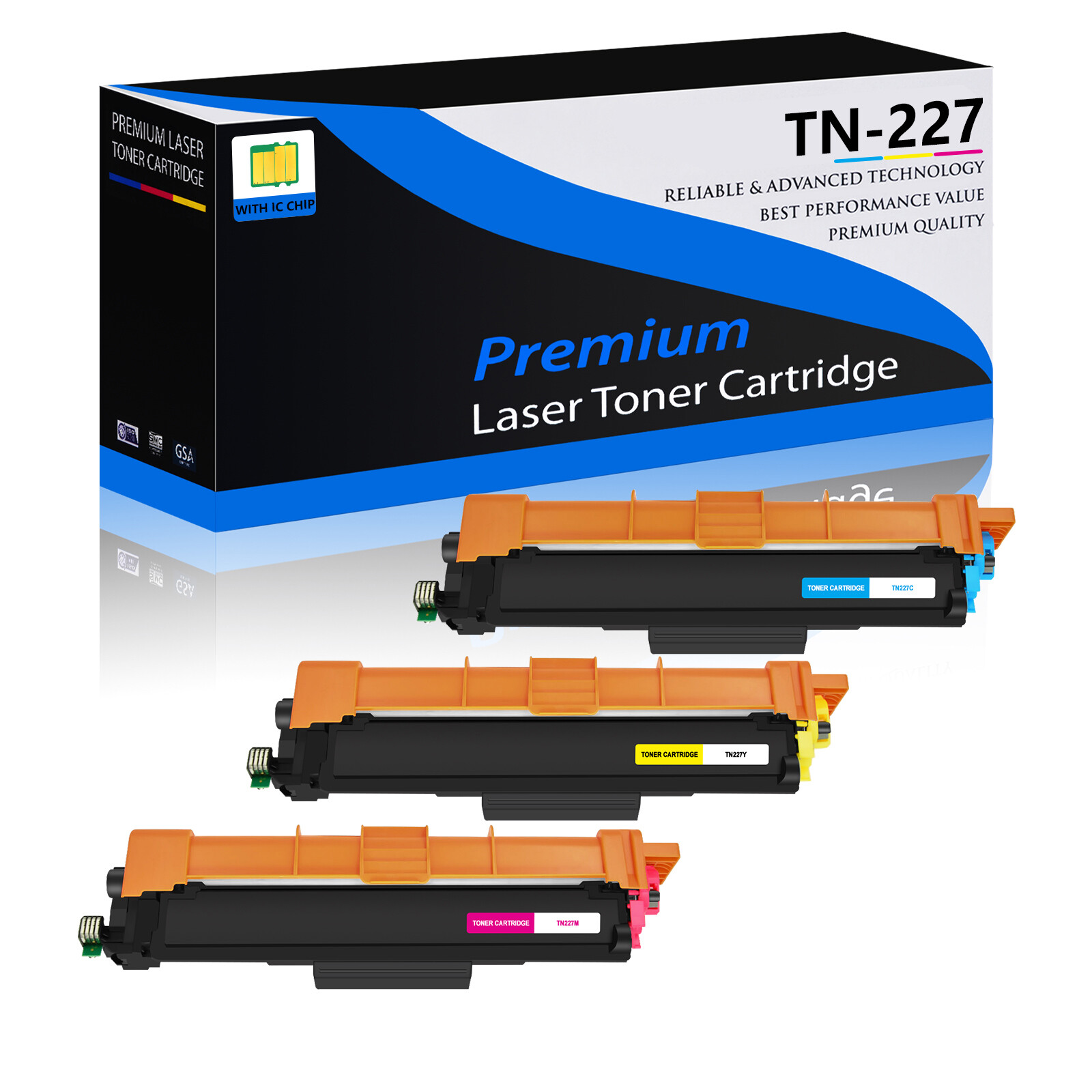 3PK TN227 C/M/Y Color Toner Cartridge Fitfor Brother TN-227 DCP-L3510CDW 3550CDW