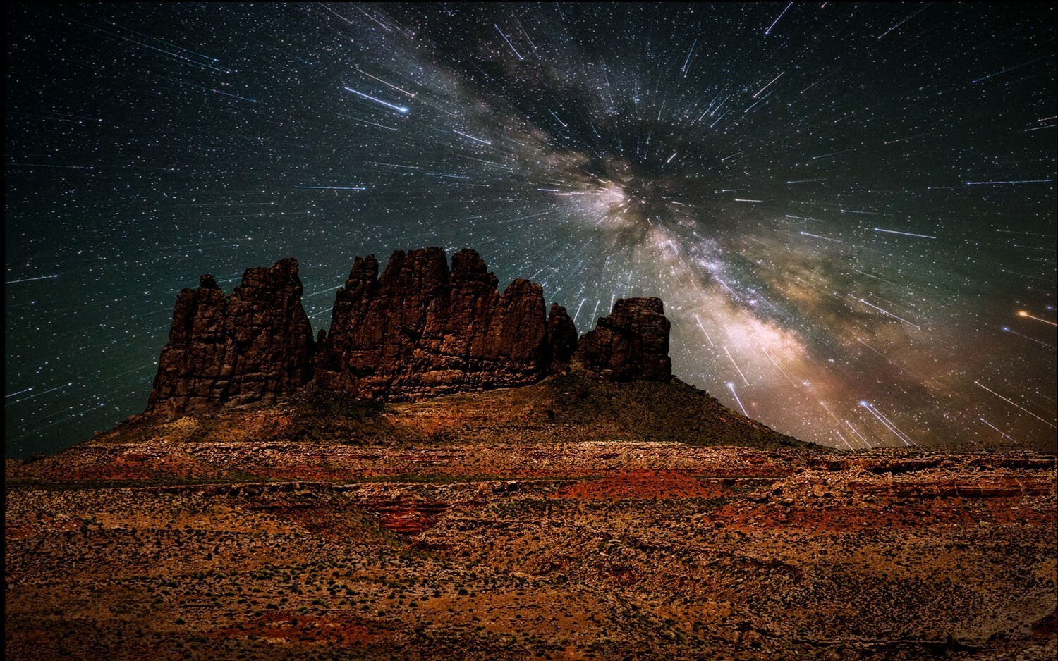 Landscape nature desert starry night long exposure milky Custom Gaming Mat Desk