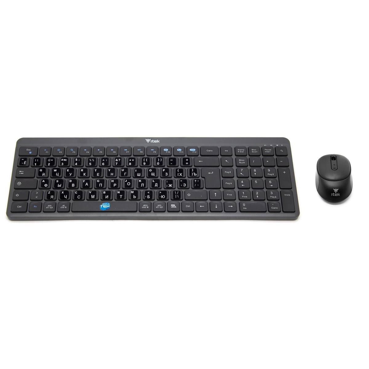 Wireless Mouse And Keyboard Kit + Pre-Applied Russian Layout Stickers