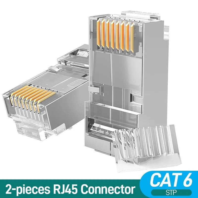RJ45 Connector Shielded CAT6 Modular PLugs Gold Ethernet End Plated Load Bar