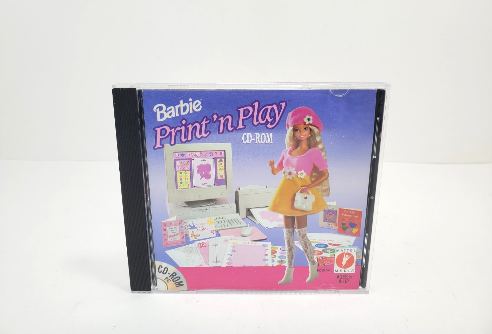 Barbie Print n Play PC CD-ROM Invitations Decoration Party Hats Dolls 1994