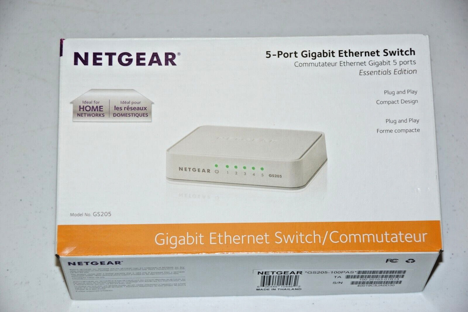 NETGEAR (GS205100PAS) 5 Port Gigabit Ethernet Switch