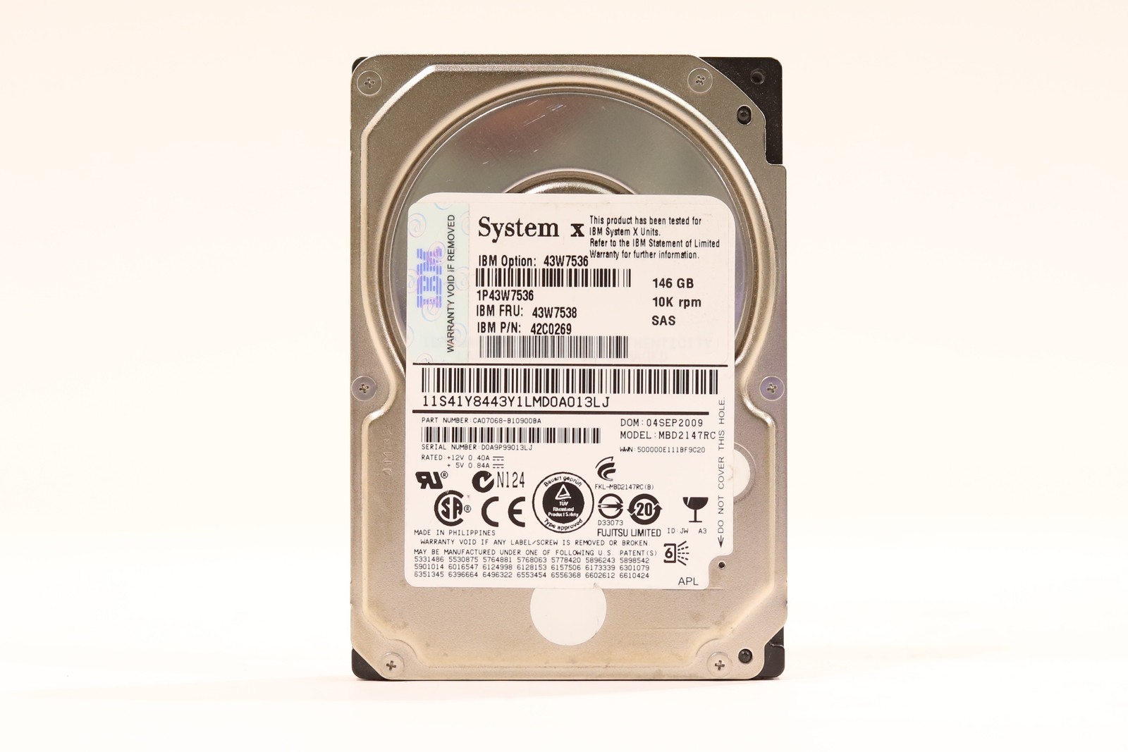IBM MBD2147RC 146GB 2.5" 6Gb/s 10K RPM SAS Hard Drive FRU P/N: 43W7538 Tested