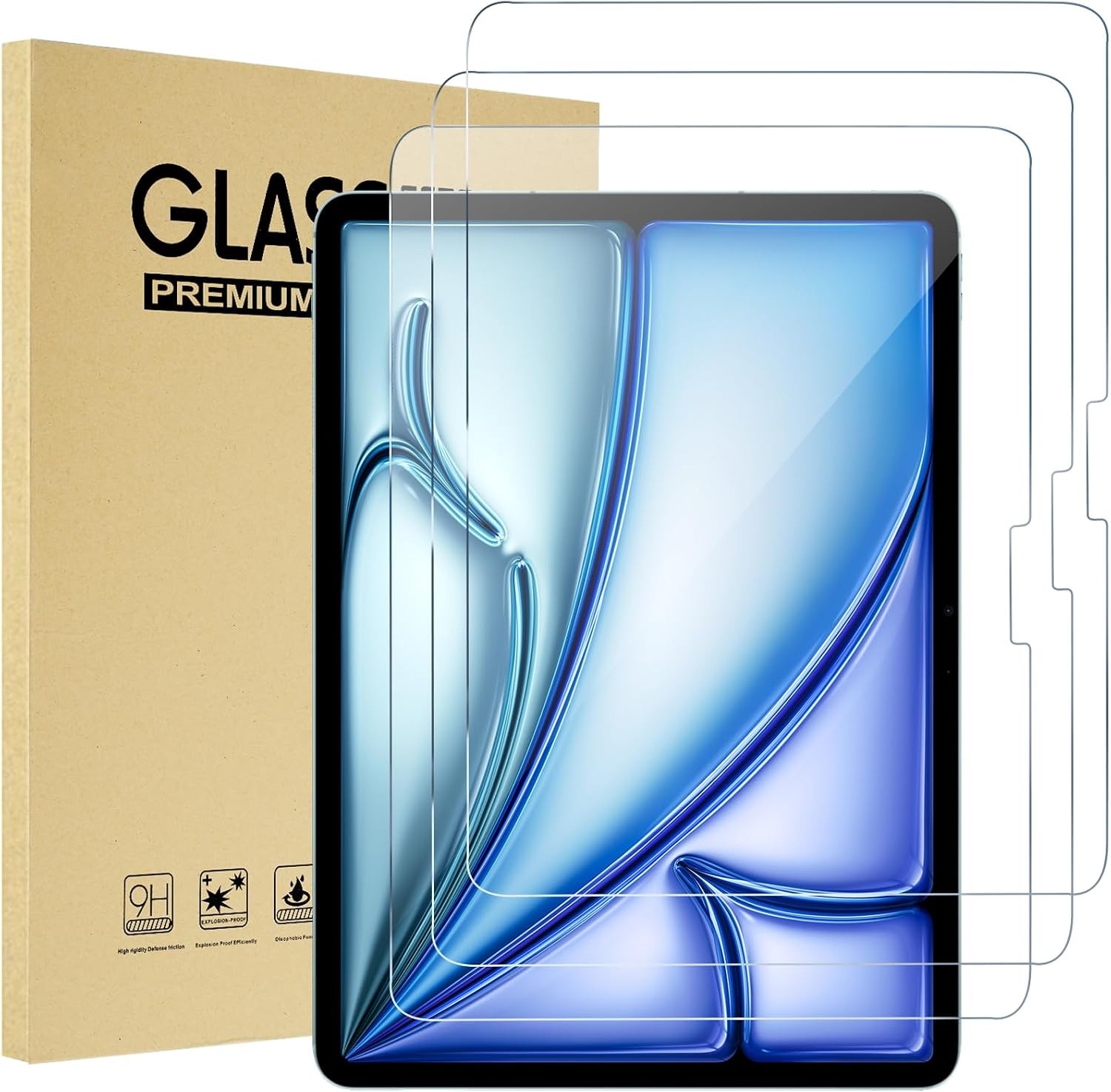 3 Pack Screen Protector for iPad Air 11 Inch | 9H Tempered Glass, Scratch Resist