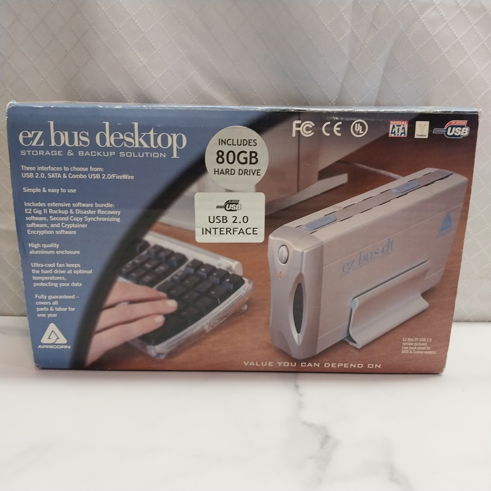 EZ Bus Desktop W/ 80 GB Hard Drive Backup USB 2.0 Interface Apricorn