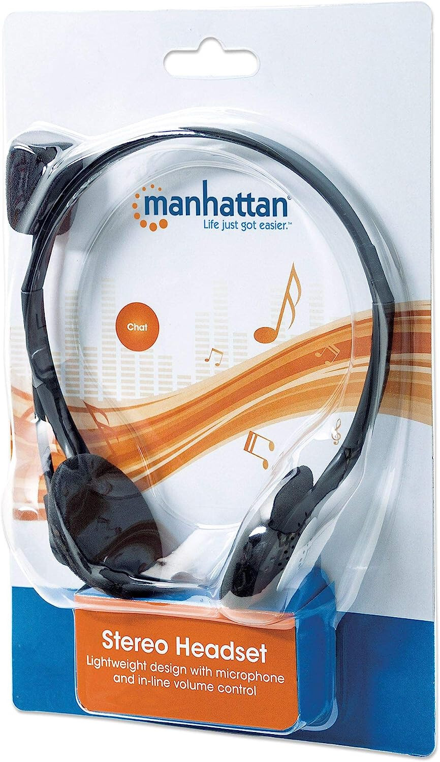 Manhattan 3.5mm Stereo Headset with Mic - with Microphone, Volume Control, 3.5 m