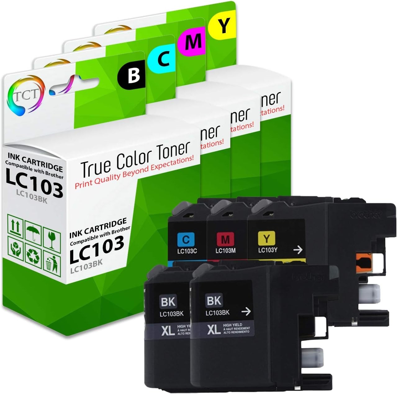 5Pk TCT LC103 LC103BK LC103C LC103M LC103Y HY For Brother J470dw Compatible Ink