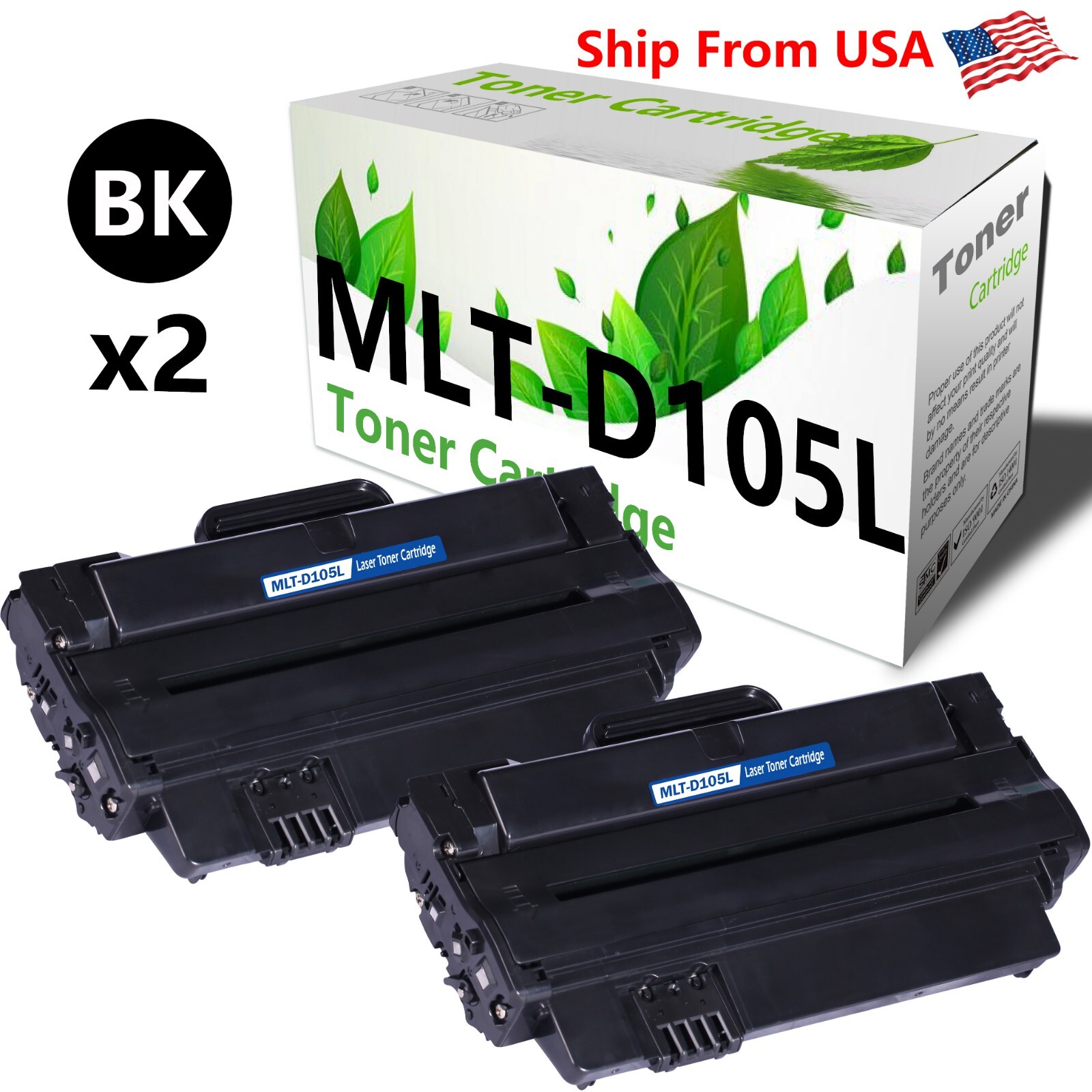 2-PacK MLTD105L MLT-D105L Toner Cartridge Fit For SCX-4623F ML-1915 Printer