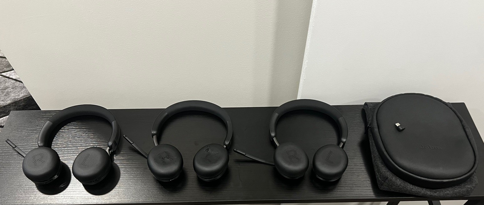 3 Jabra Evolve2 65 Wireless Headsets Lot Stereo Bluetooth HSC110W UC GN
