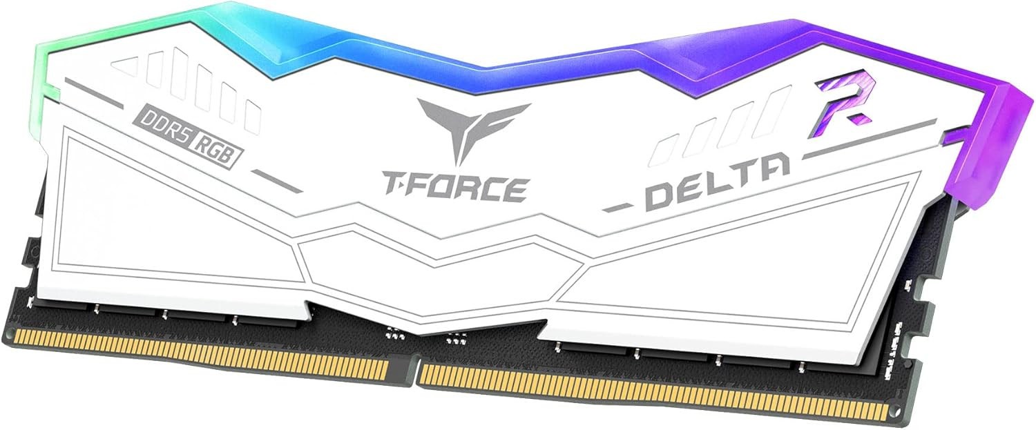 T-Force Delta RGB 32GB (2 x 16GB) DDR5 6400 MT/s CL38 Desktop RAM EXPO XMP White
