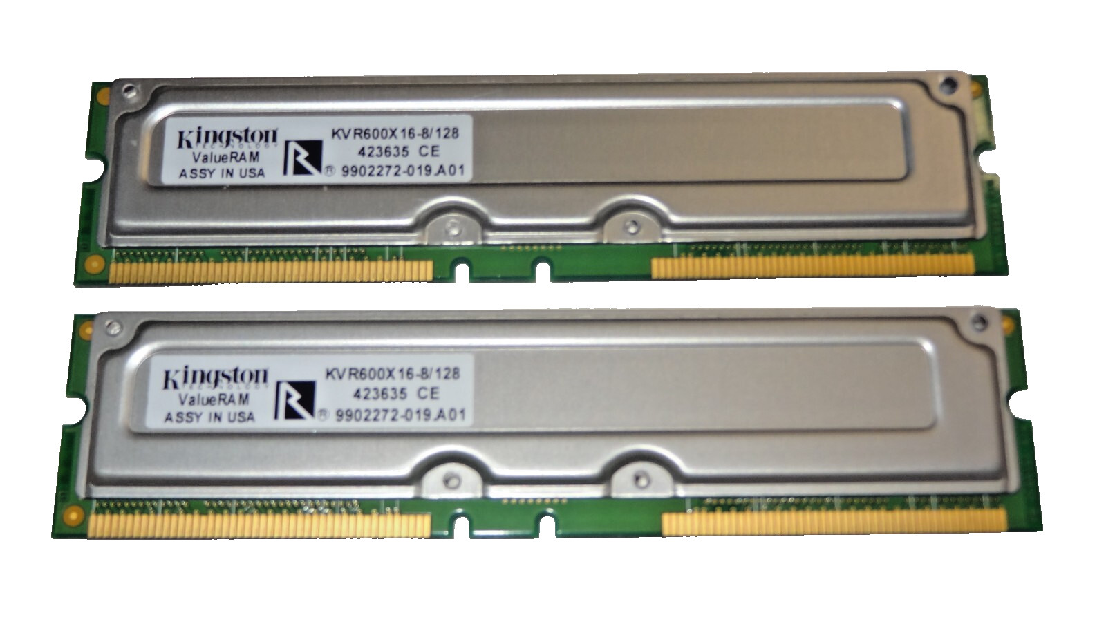 Kingston 256MB PC600 RDRAM RIMM 600MHz NON-ECC KVR600X16-8/128 -- Kit of 2x128MB