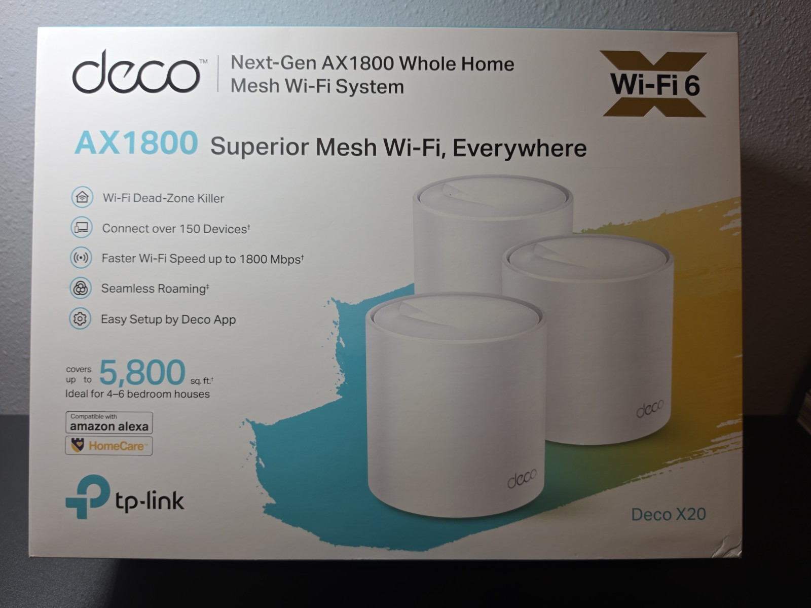 TP-LINK Deco X25 AX1800 Wi‑Fi 6 Mesh Dual-Band Router, 2x Gigabit LAN, White