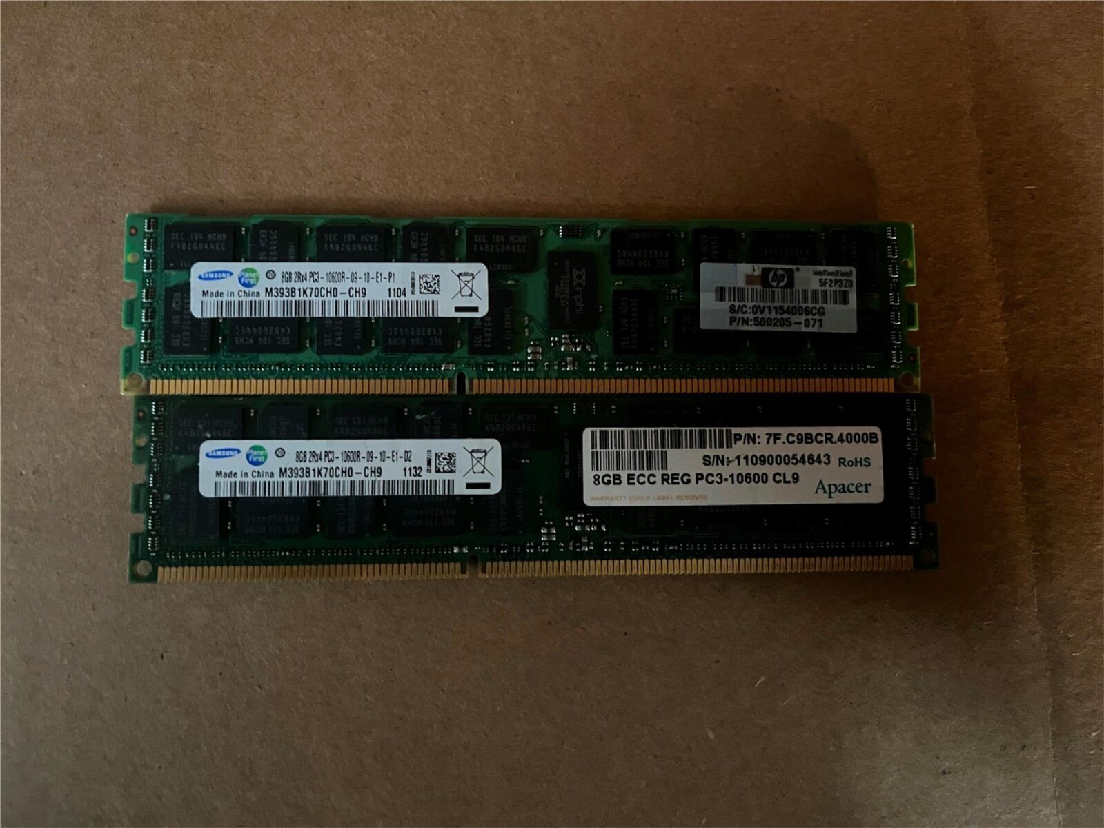 LOT OF 2 SAMSUNG 8GB M393B1K70CH0-CH9 PC3-10600R DDR3-1333 MEMORY RAM F2-4(3