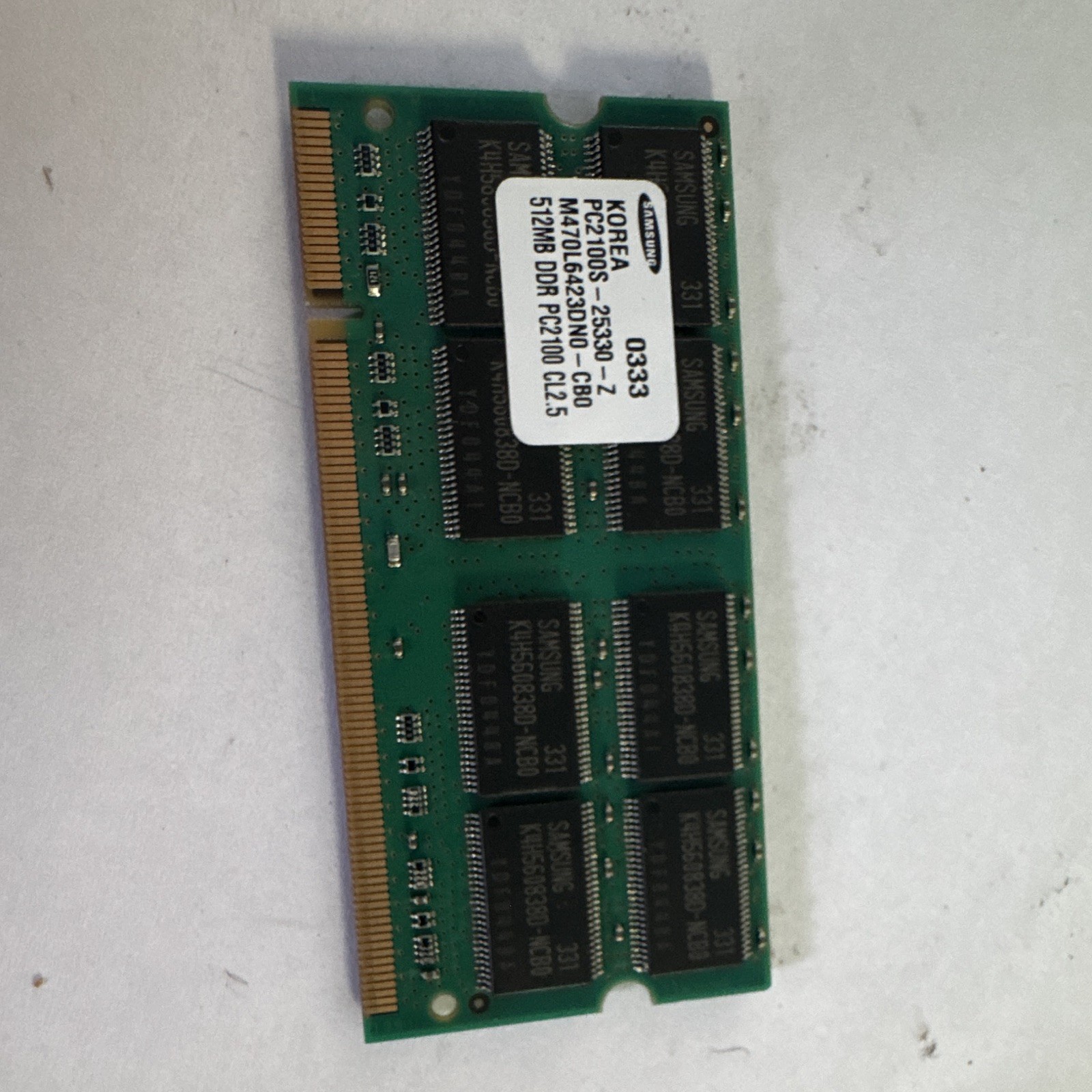 Samsung 512MB DDR SDRAM PC2100 CL2.5 200-Pin SO-DIMM Laptop RAM M470L6423DN0