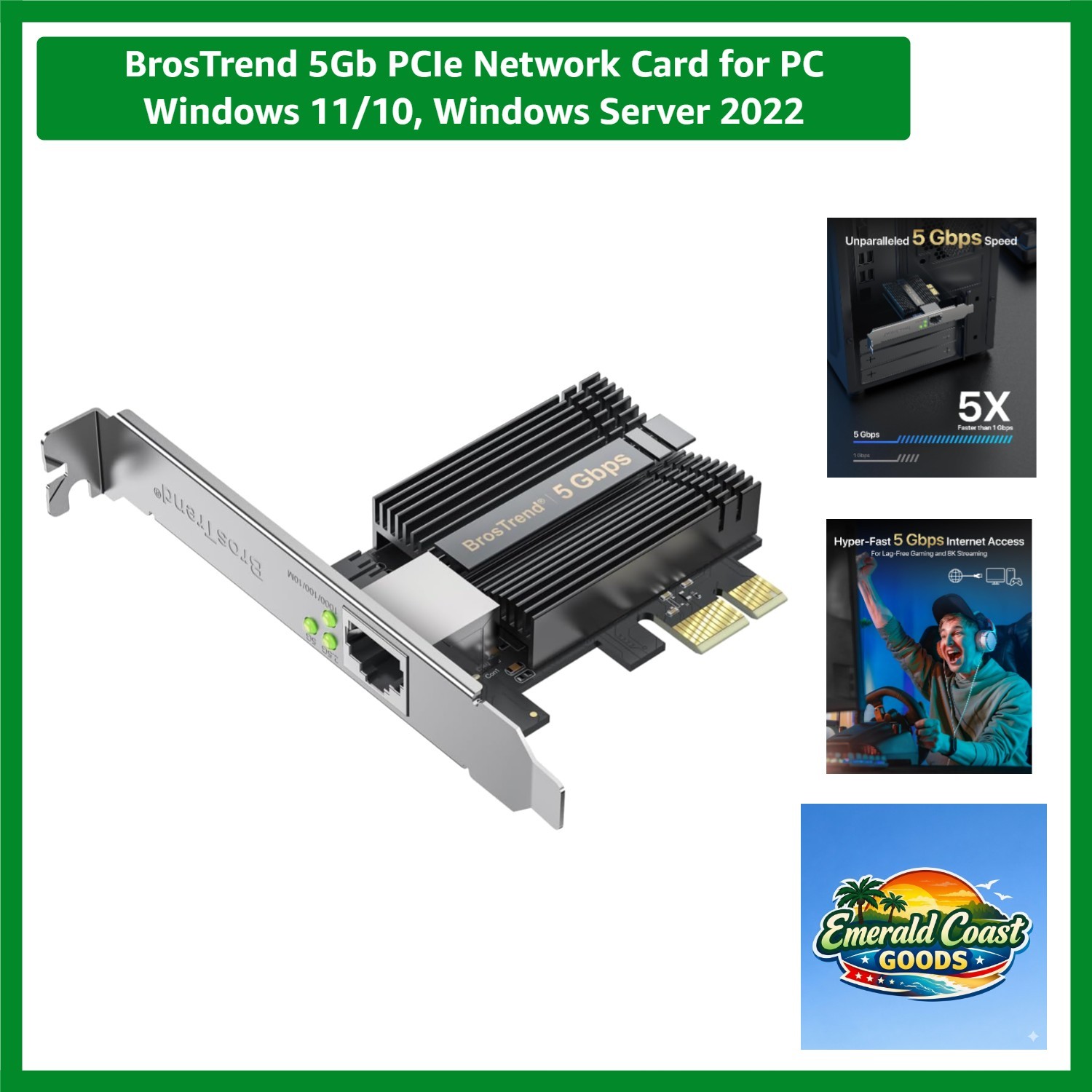 5Gb PCIe Network Card for PC Windows 11/10, Windows Server 2022