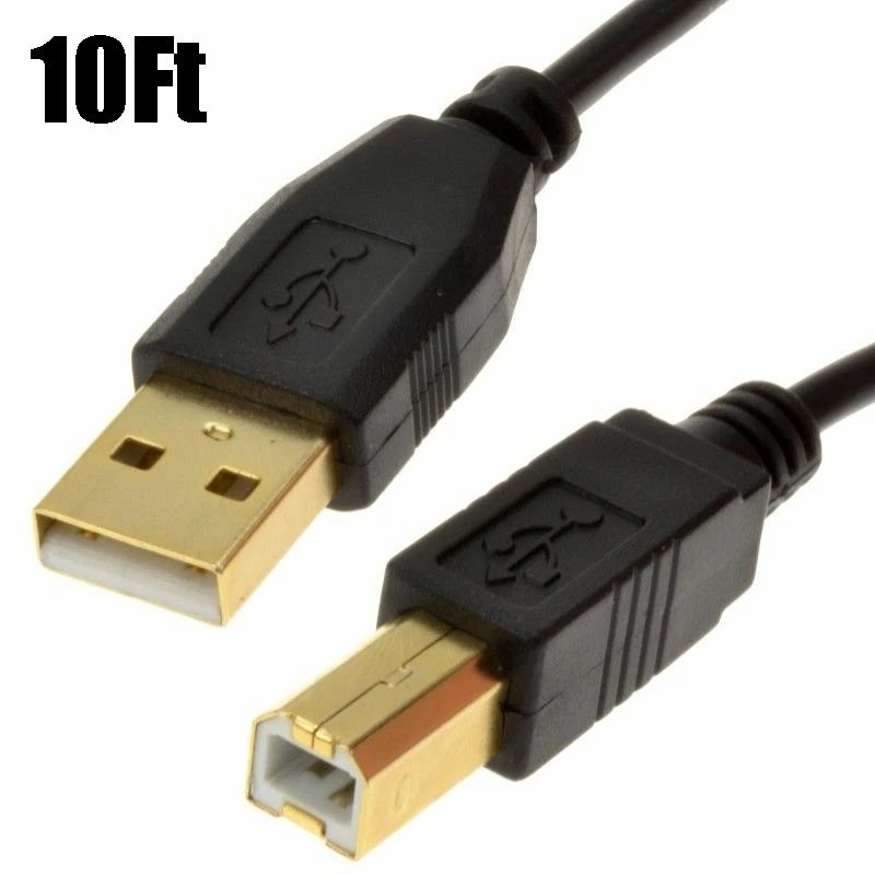 NEW 10FT Premium Gold-Plated USB 2.0 A to B High Speed Printer Scanner Cable