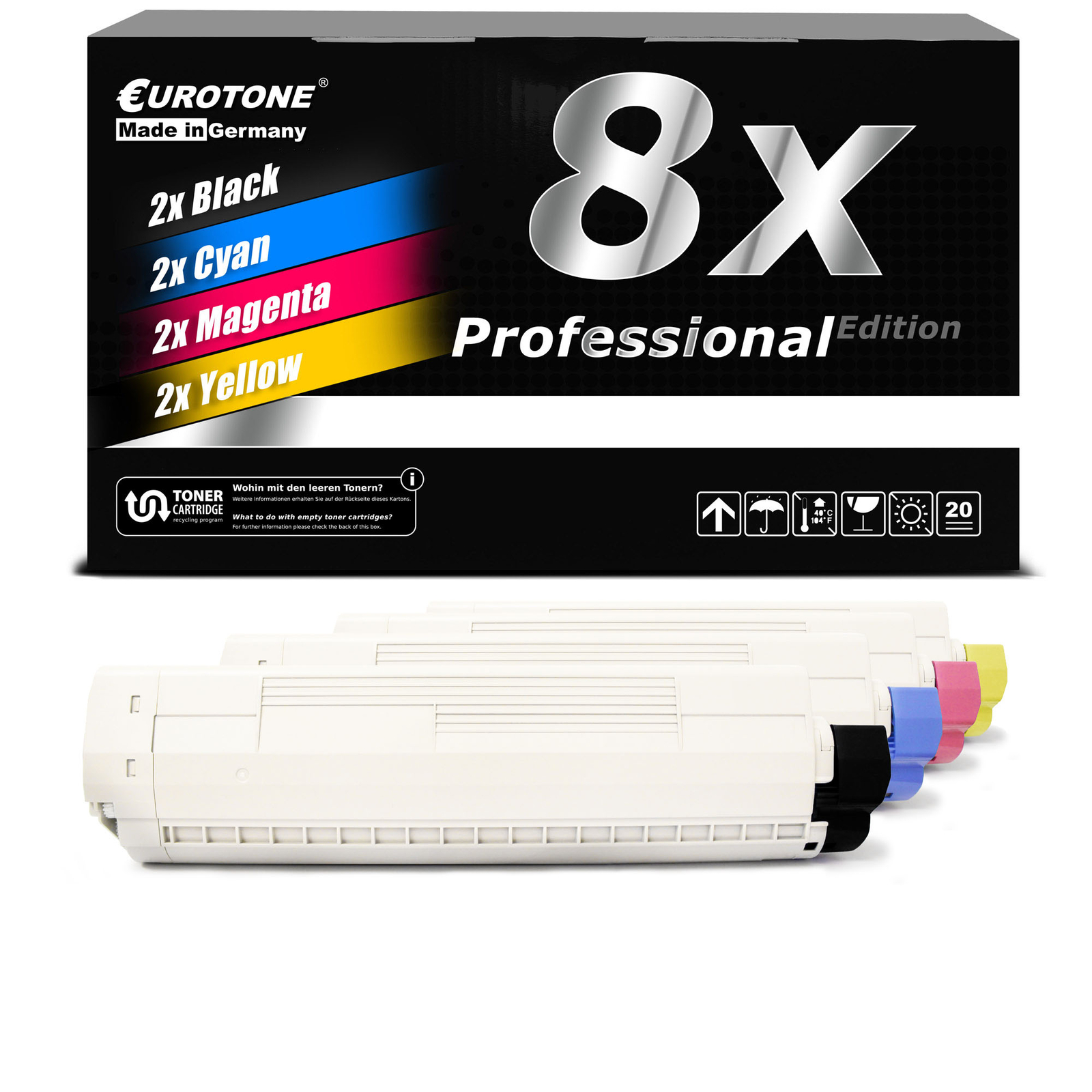8x Eurotone Pro Cartridge F R OKI ES-8461-CDXN ES-8451-plus ES-8451-CDXN