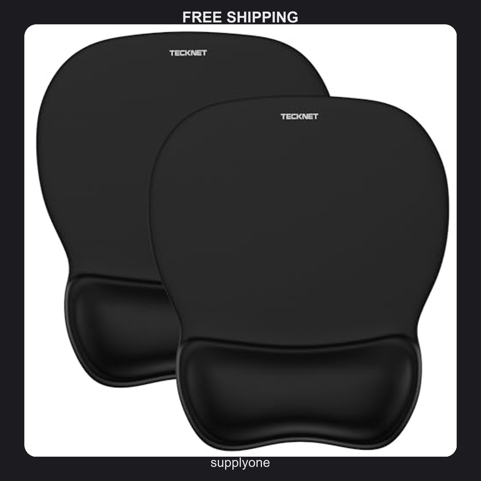TECKNET 2 Pack Gel Mouse Pad Wrist Rest Ergonomic Non-Slip PU Base