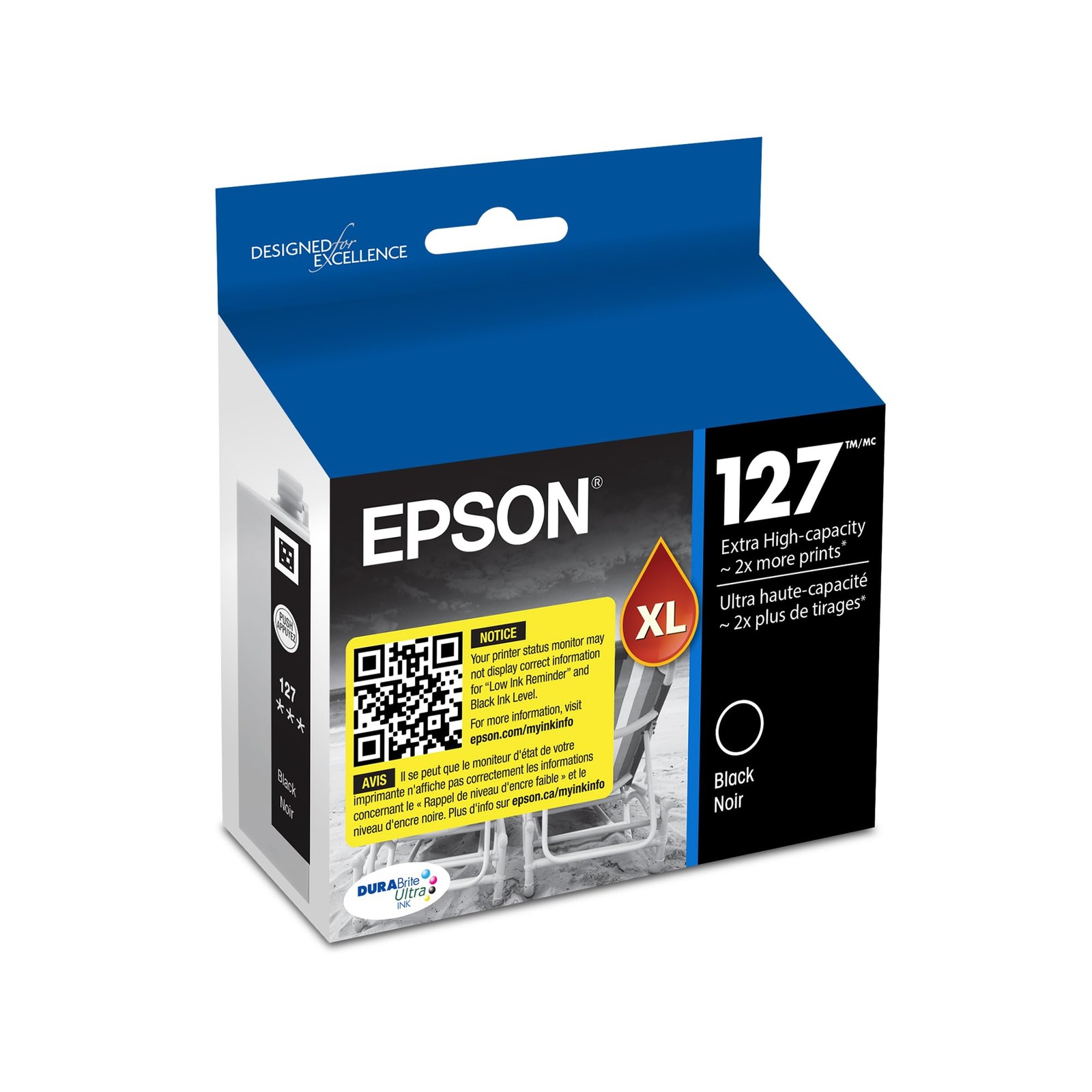 EPSON 127 DURABrite Ultra Ink Black Cartridge For NX-530, 625, WF-3520, 3530,
