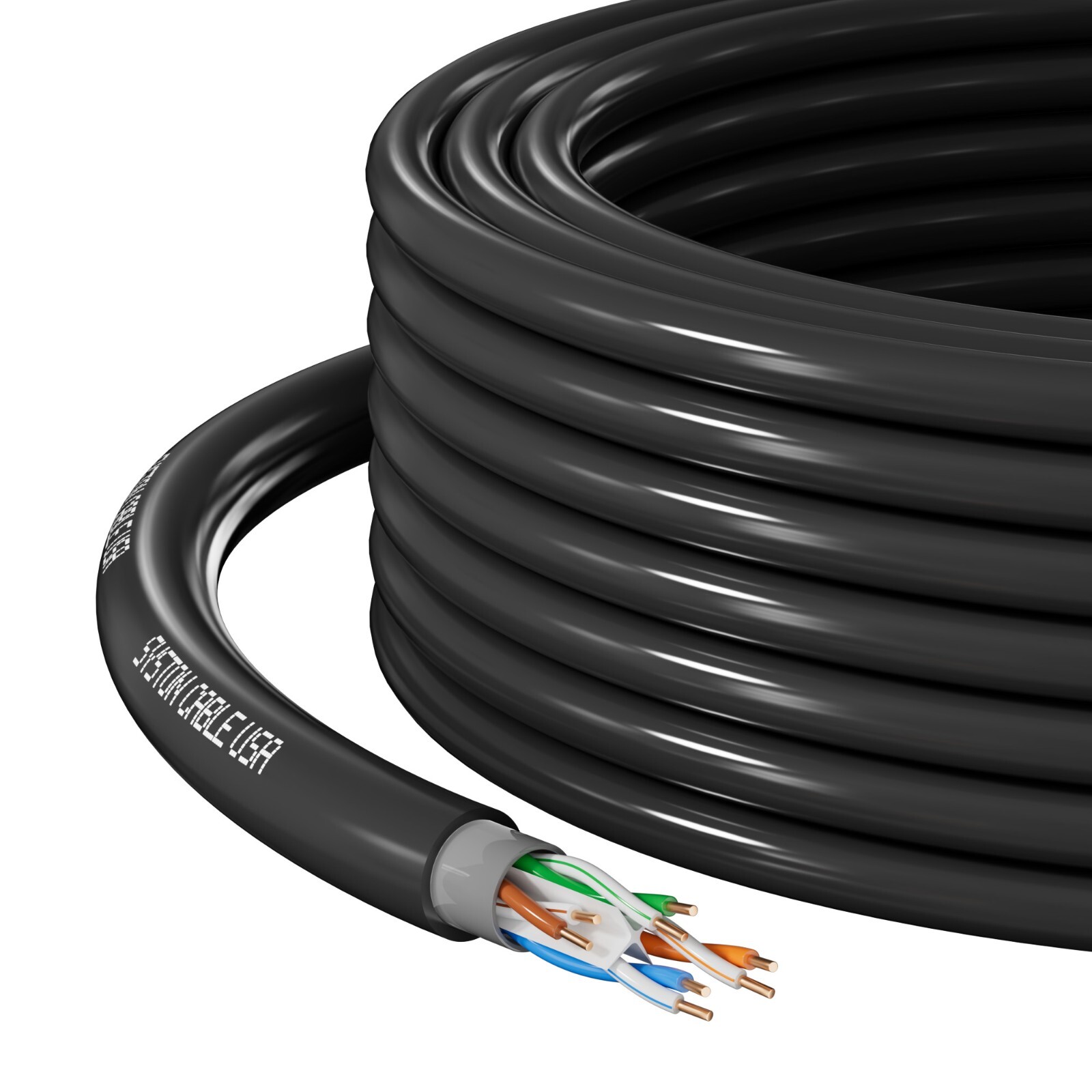 Syston Direct Burial Cat 6A+ Ethernet Cable Bulk OSP 750 MHz 23 AWG 100ft/250ft
