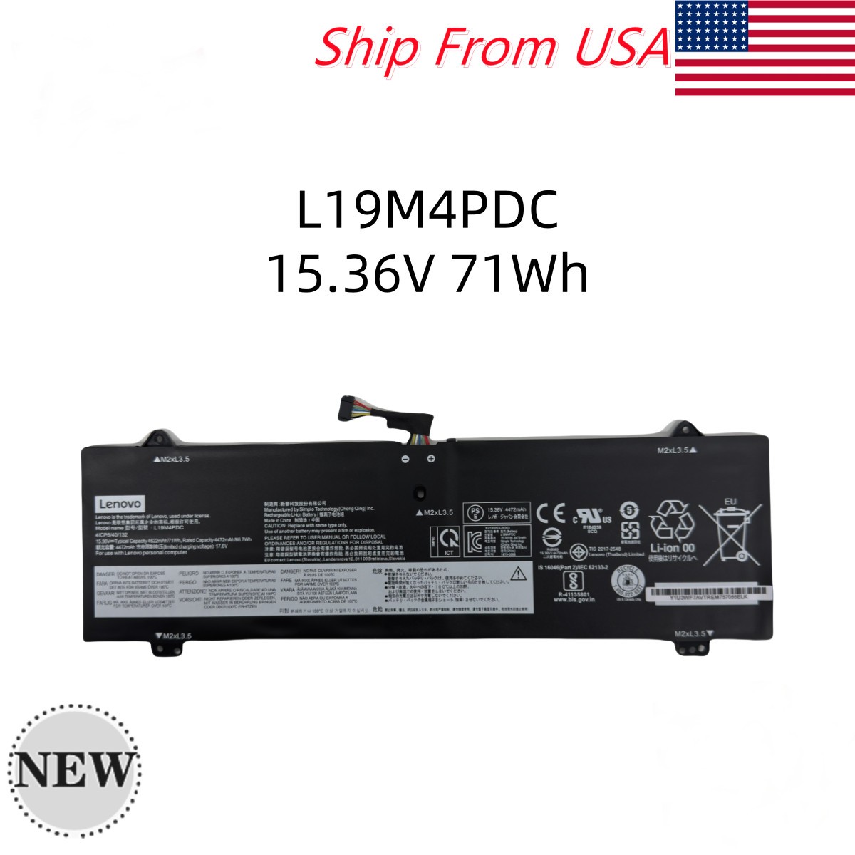 NEW Genuine L19C4PDC L19M4PDC L19L4PDC Battery For Lenovo Yoga 7-15ITL5 7-14ITL5