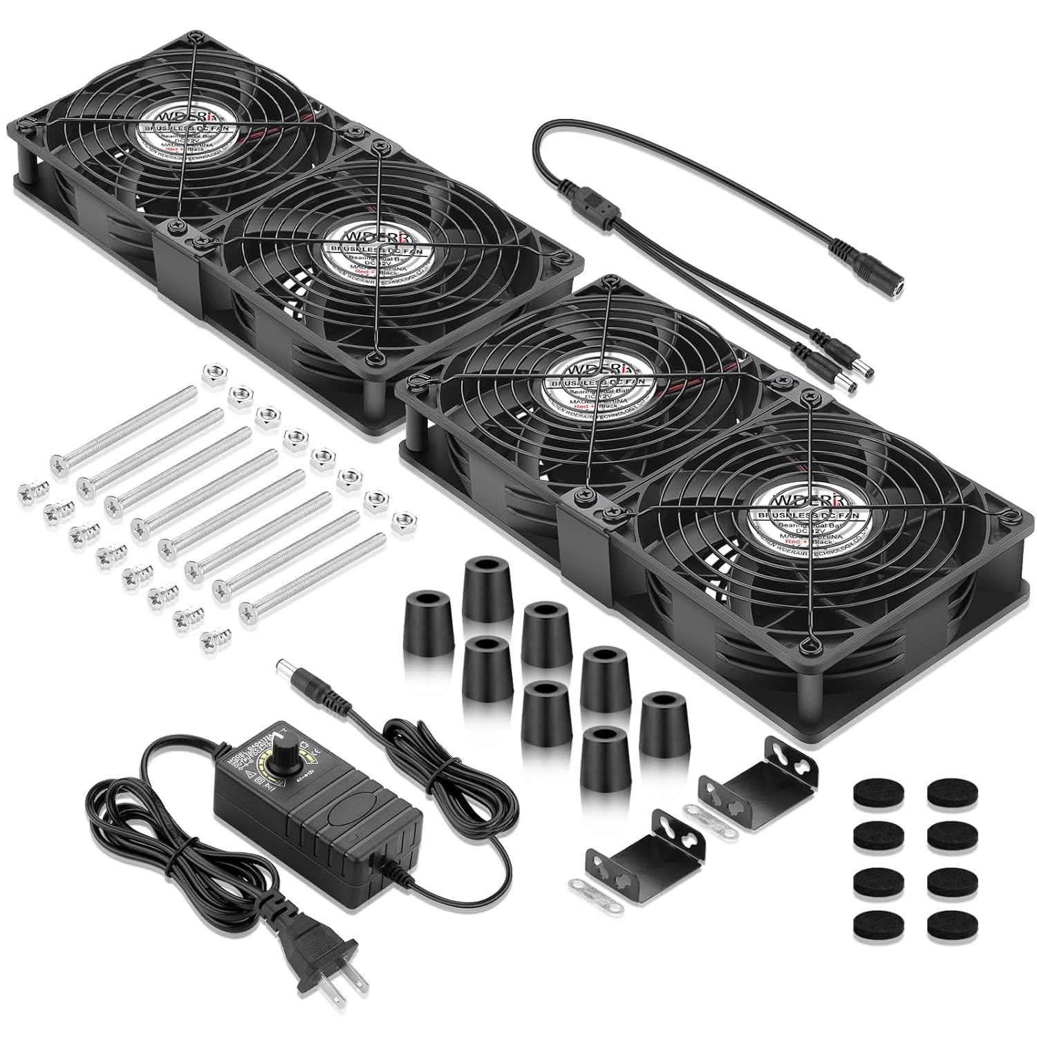 AC 4 x 120mm Server Rack Fans Cooling 110V 120V 220V 240V Variable Speed... 