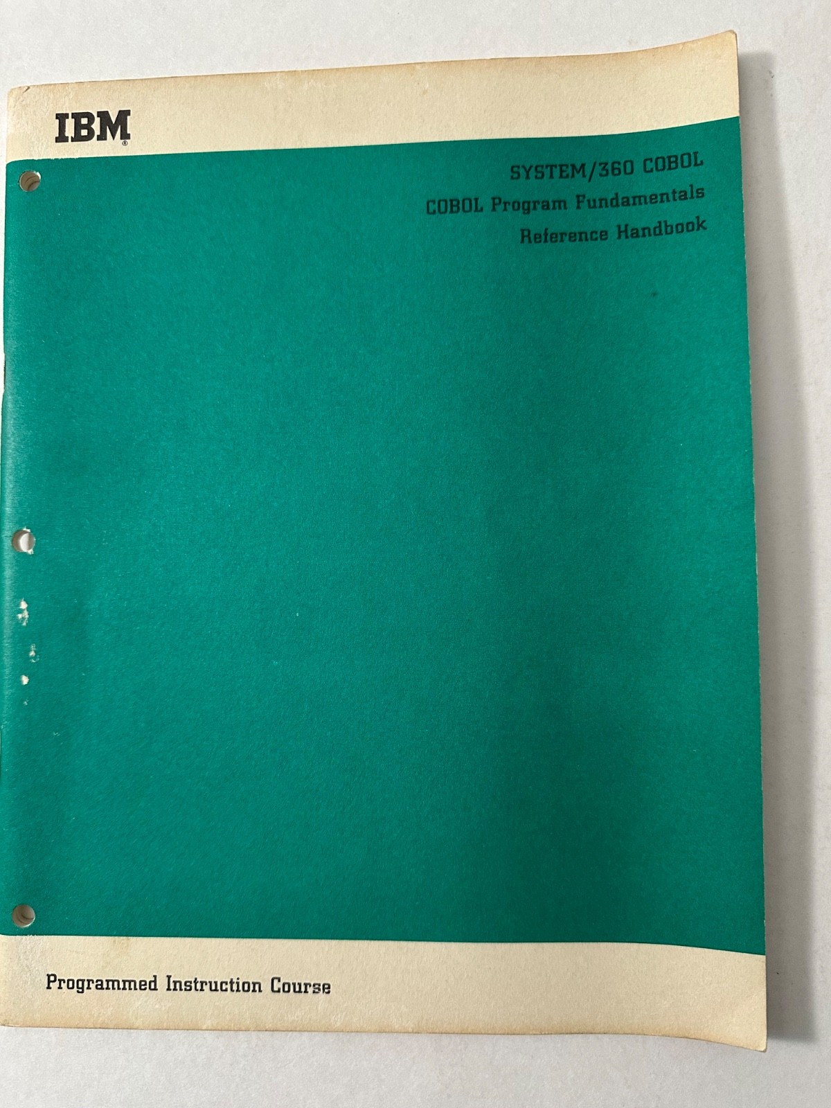 IBM System/360 COBOL Prog Fundamentals REF HANDBOOK Prog Instruc Course - 1966