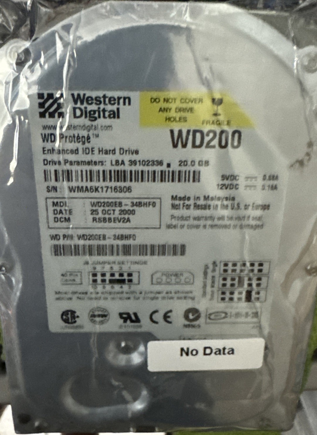 WD Protege WD200EB-34BHGO 20GB 5.4K RPM Cache 2MB ATA-100 3.5" HDD