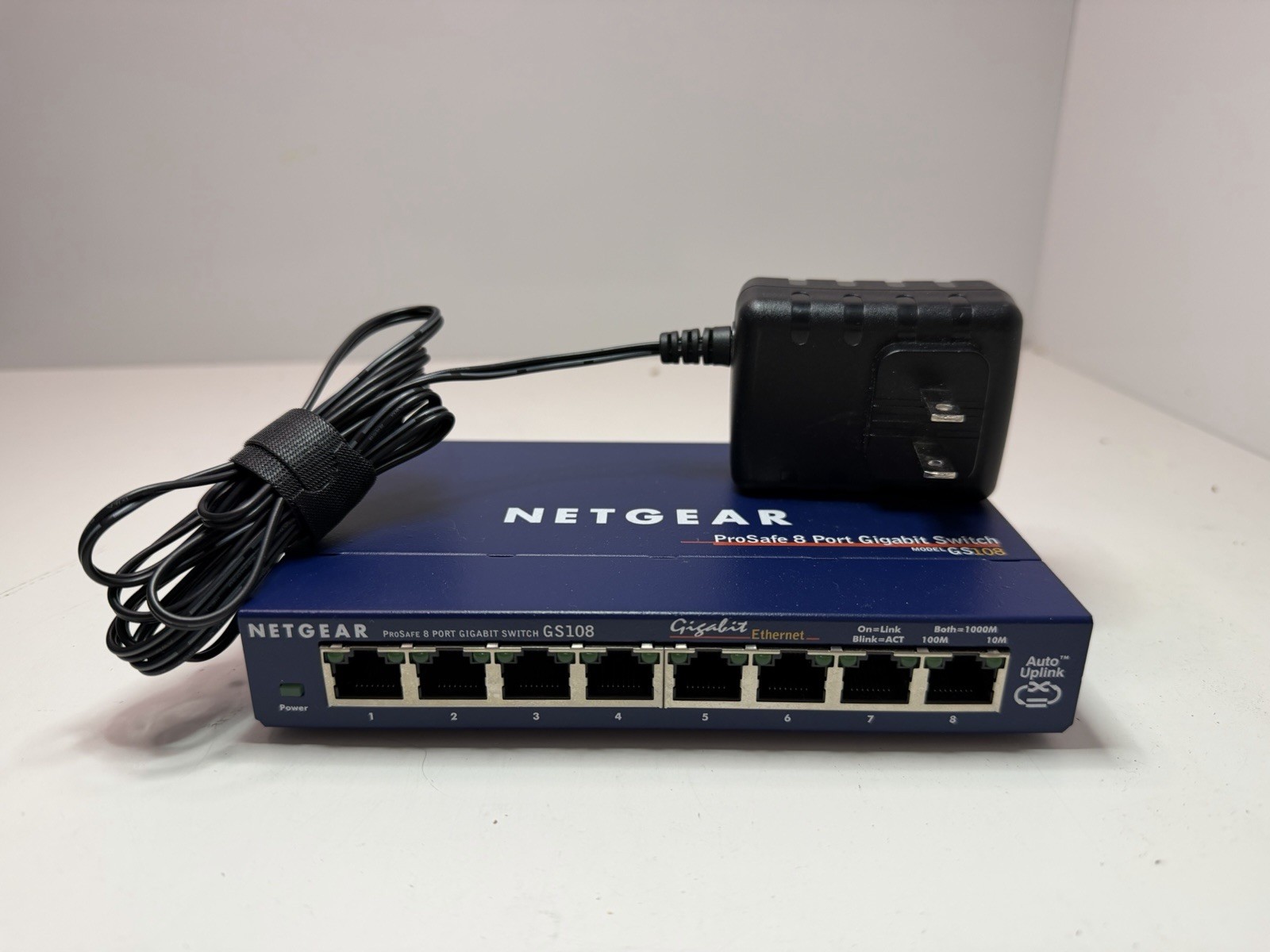 Vintage NETGEAR ProSafe GS108 8-Port Gigabit Switch + Power Adapter