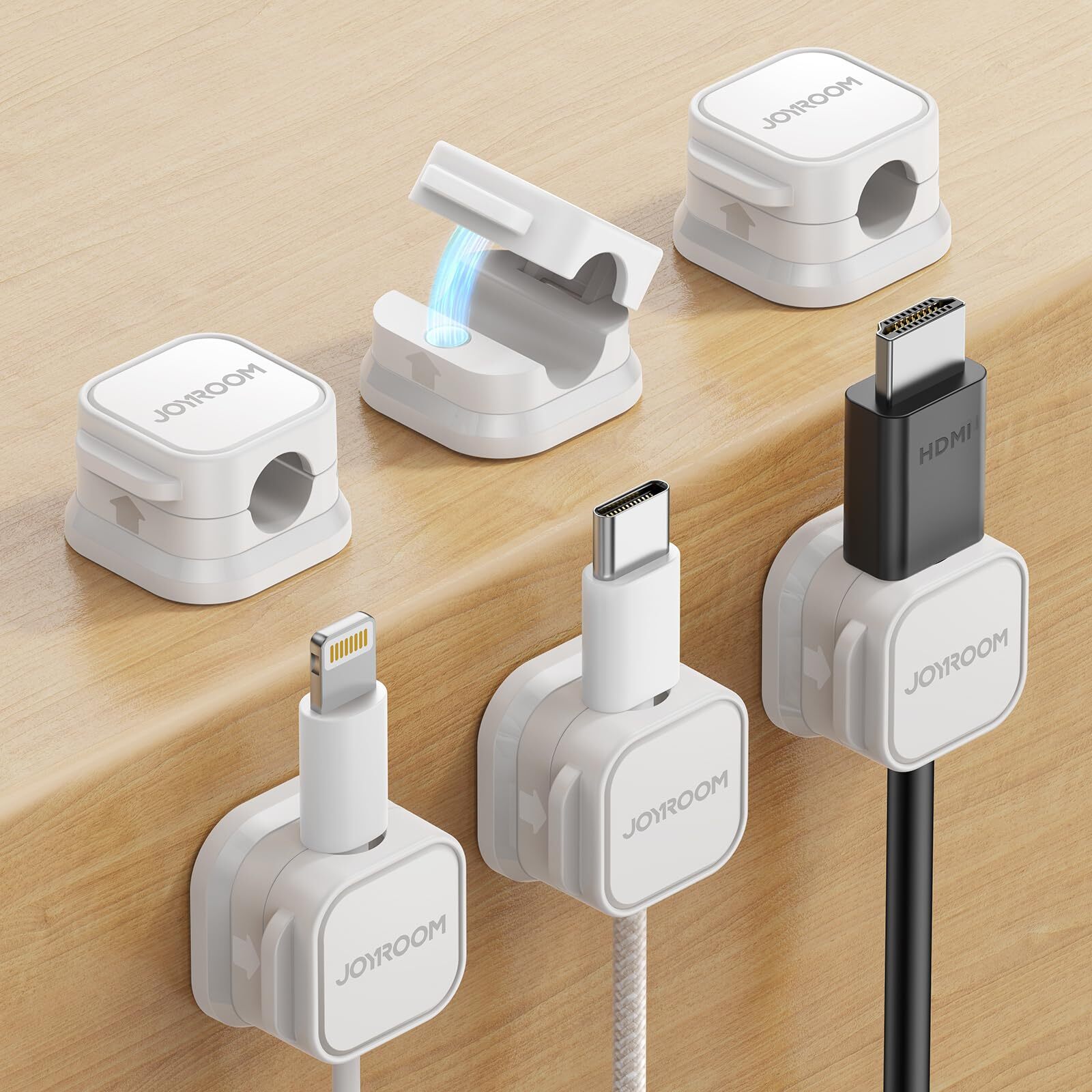 6 Pack Magnetic Cable Clips [Cable Smooth Adjustable] Cord Holder Under Desk ...
