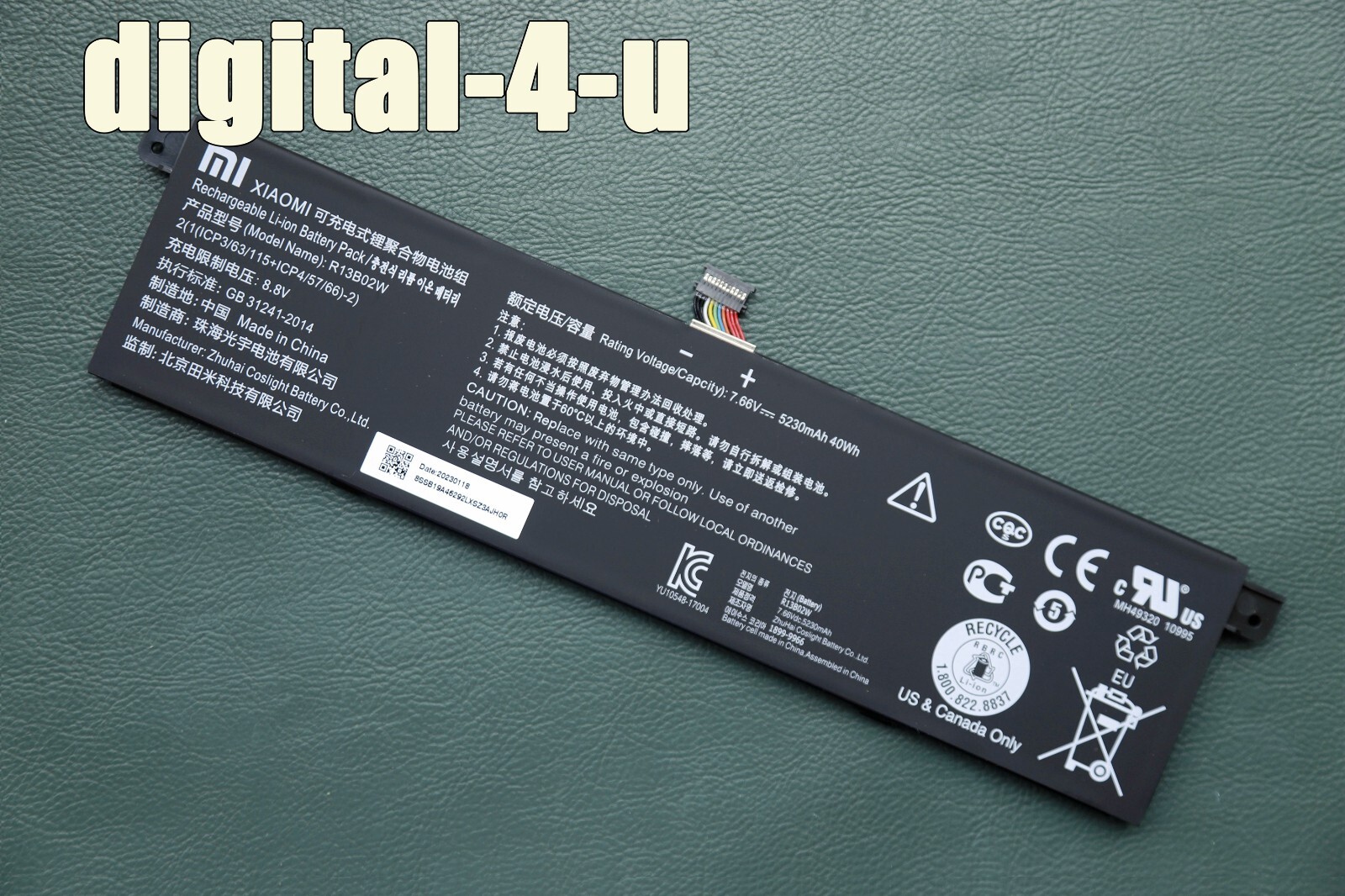 New Genuine R13B01W R13B02W 39Wh Battery for Xiaomi Mi Air 13.3" 2018 161301-01