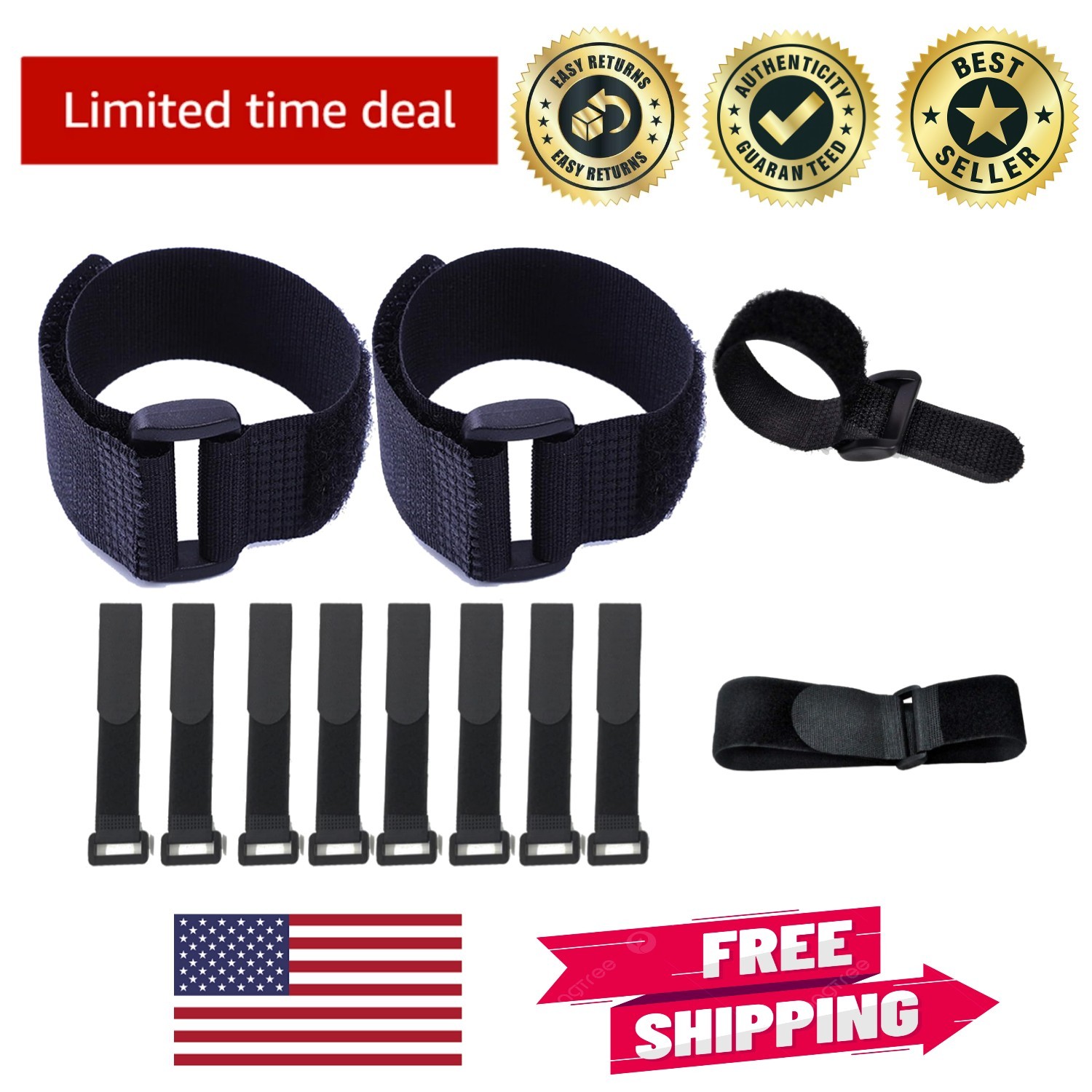 Organize Cords with 10-Pack 1x16” Reusable Nylon Straps - Tidy Storage Solution