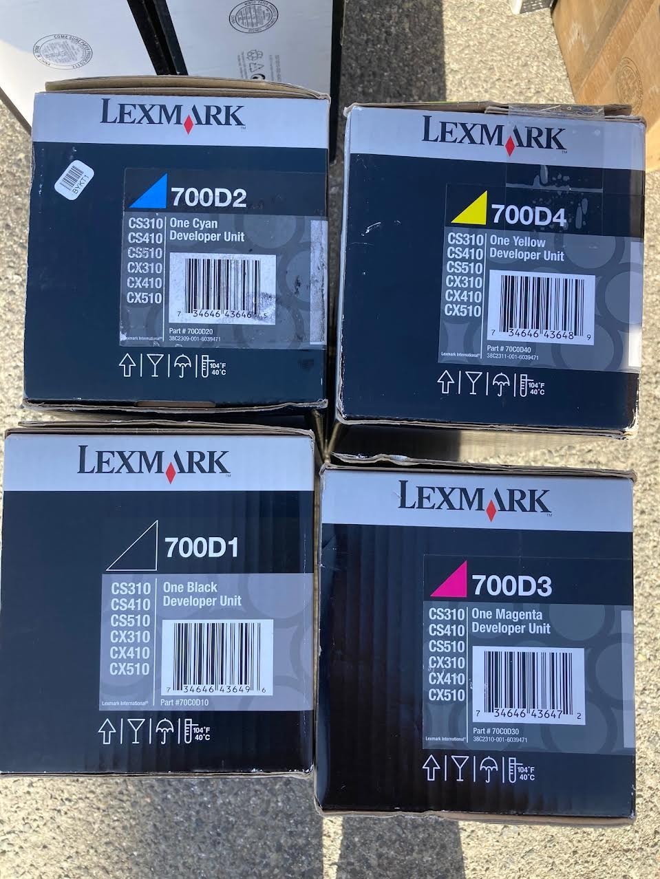 4 X LEXMARK 700D1 700D2 700D3 700D4 Developer Unitis Black Cyan Magenta Yellow