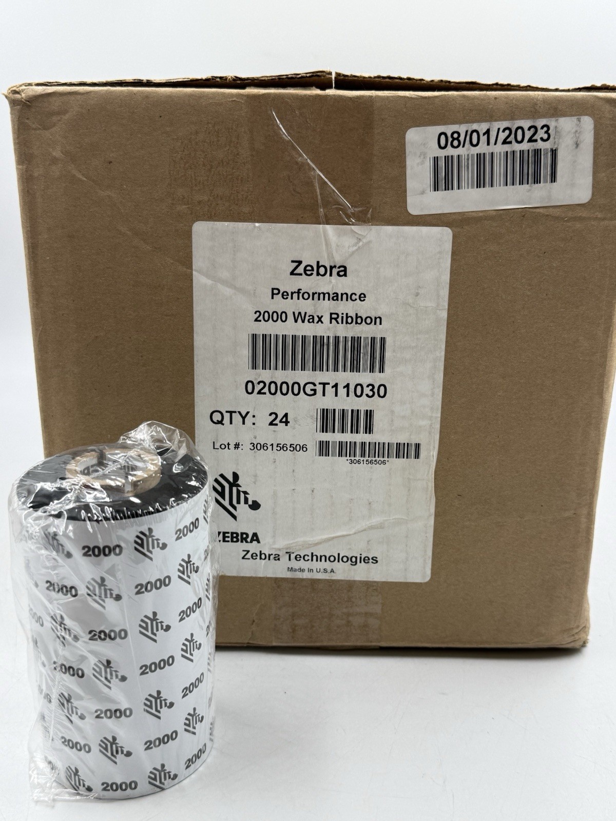 Zebra Part # 02000GT11030 Performance 2000 Wax Ribbon 4.33"X984' New/sealed
