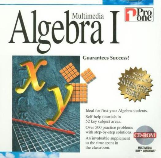 Multimedia Algebra I PC CD learn math tutorials practice problems & solutions