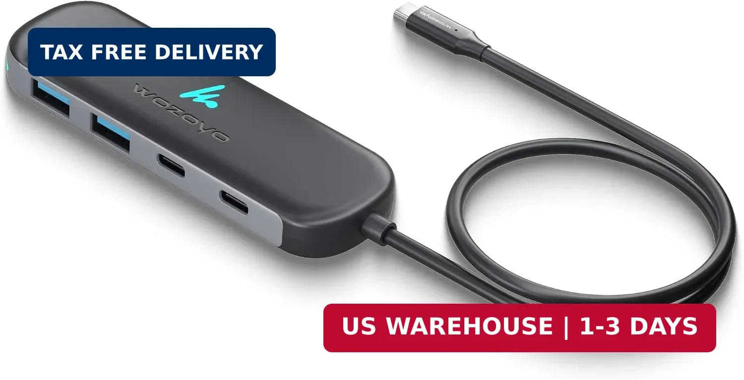 Type C To 2 Port Type C & 2 Port USB 3.2 Hub, Data Transfer Upto 5Gbps, Plug & P
