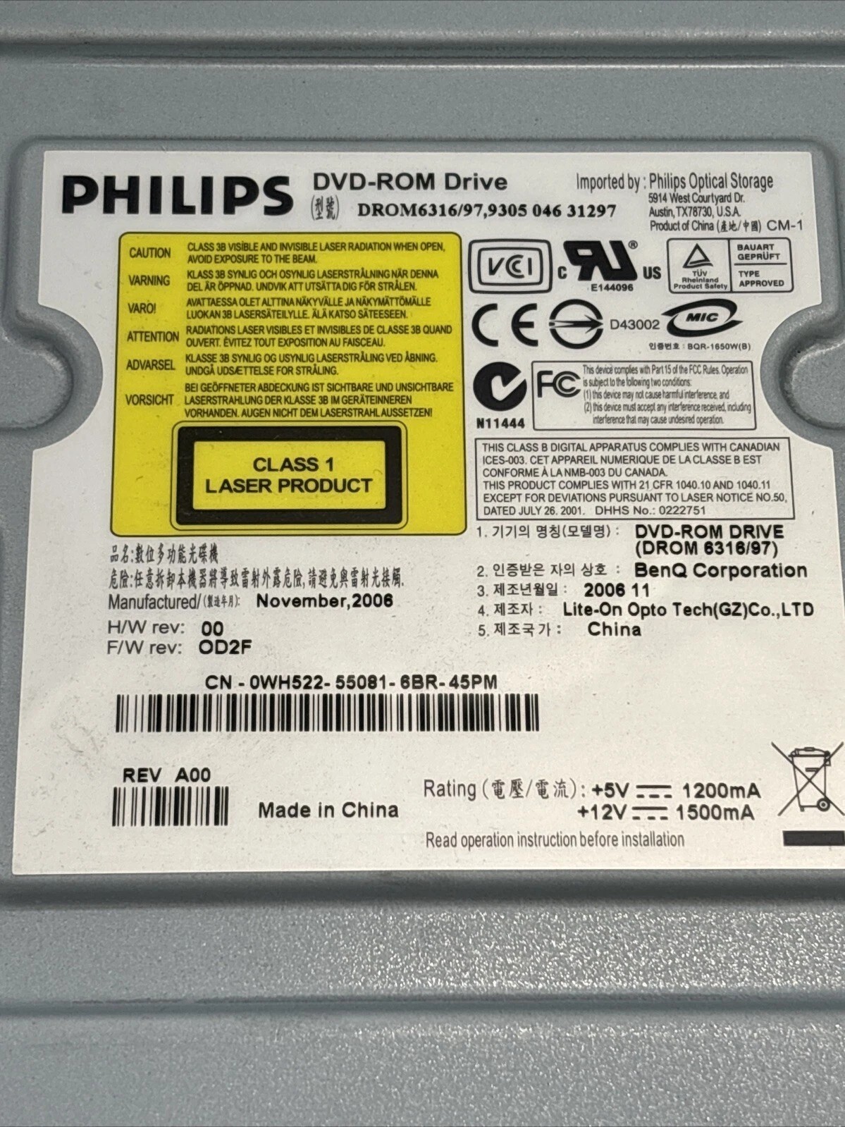 Philips DVD-ROM Drive DROM 6316/97 Tested Working