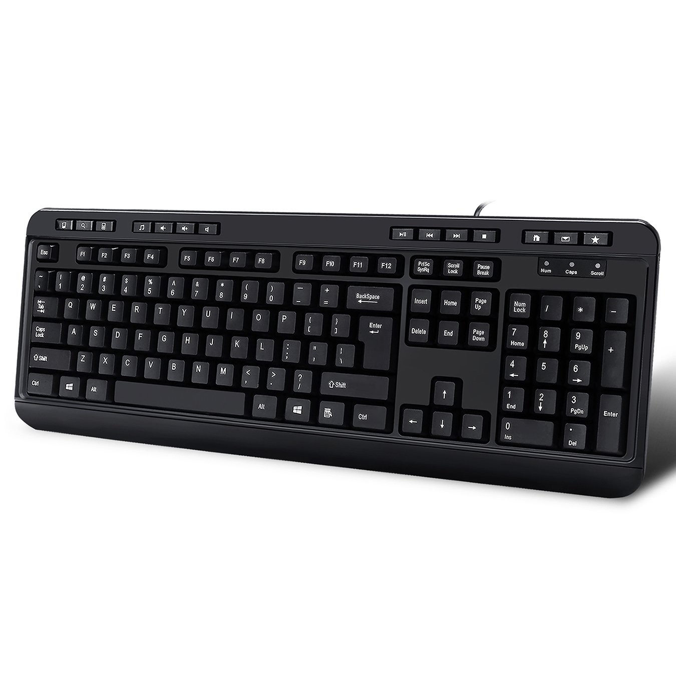 Black AKB132HB Multimedia USB Computer Office PC Keyboard With 3 USB Hubs