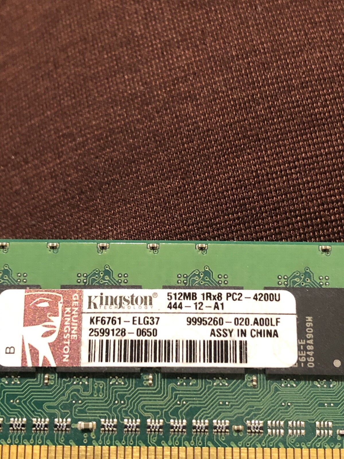 Kingston 512MB PCS-4200 Memory Module DDR2 P art # KF6761-ELG37 