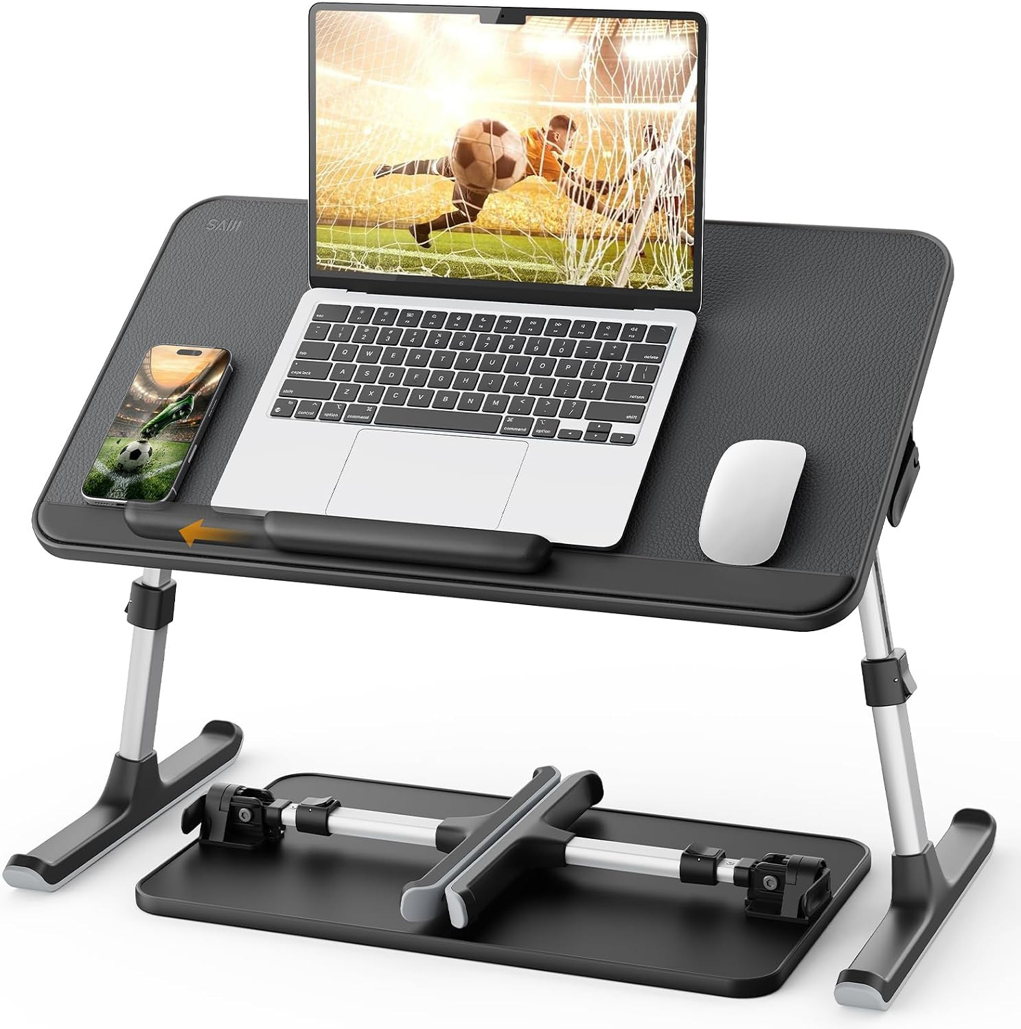 Non-Slip Leather Laptop Bed Tray Table,Lap Desk with Laptop Stopper