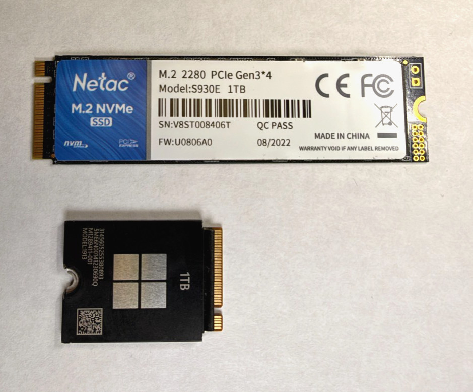 Lot of (2) 1TB NVME SSD M.2 NETAC Microsoft   Used