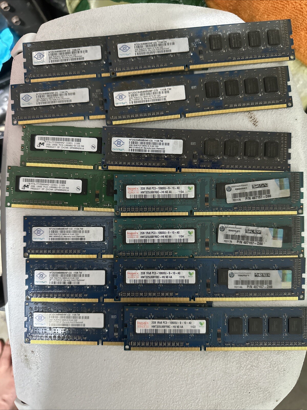 Lot of (14) Mixed Desktop Memory 2GB PC3-10600U DDR3  RAM Untested 