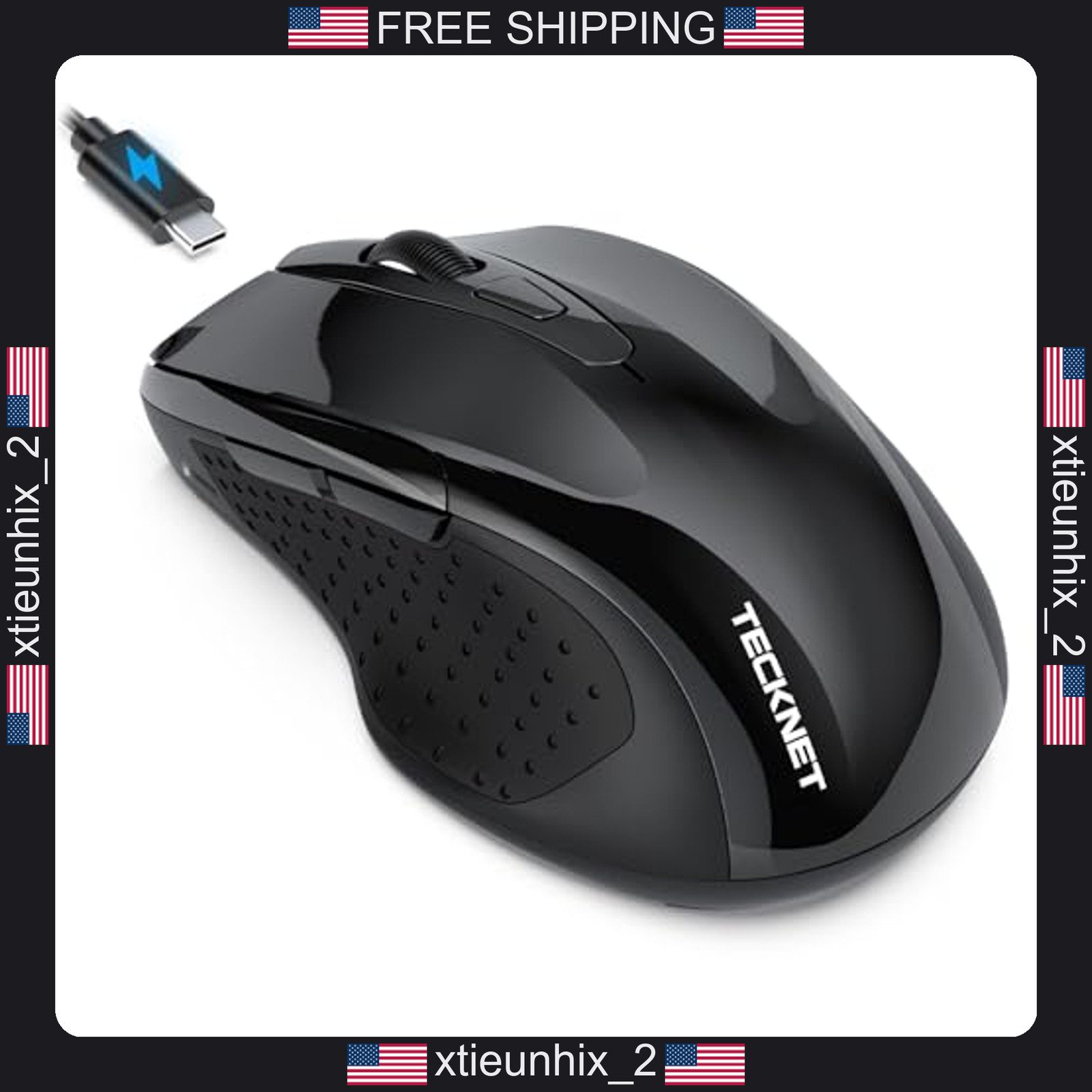 Wireless Mouse with Built-in Jiggler, Dual-Mode Connectivity, Rechargeable