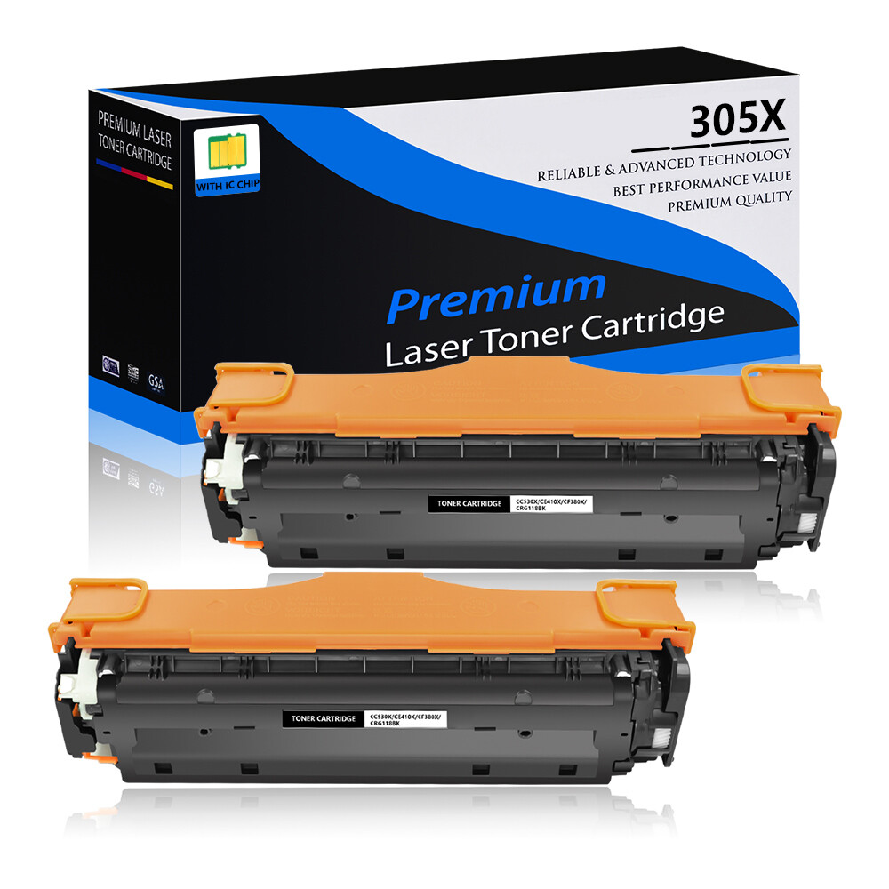 2x CE410X 305X Black Toner Cartridge for HP LaserJet Pro 300 color MFP M375nw