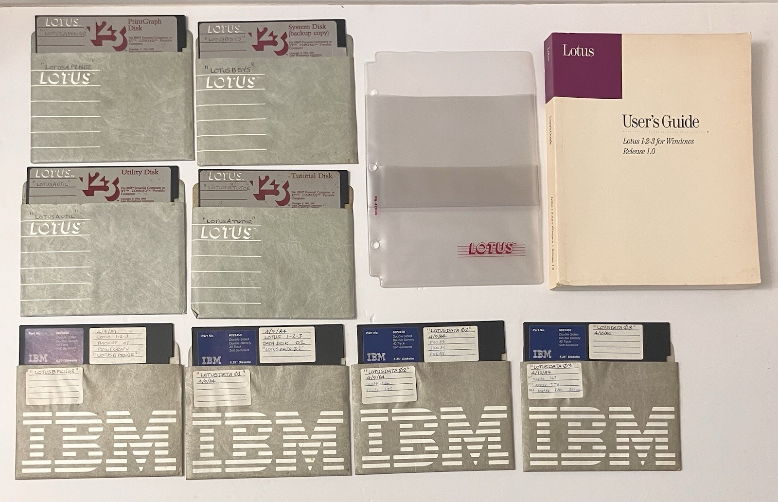 Lotus 1-2-3 V1.0 5.25” Floppy Disk Set IBM PC XT Vintage Software 1983 + Manual