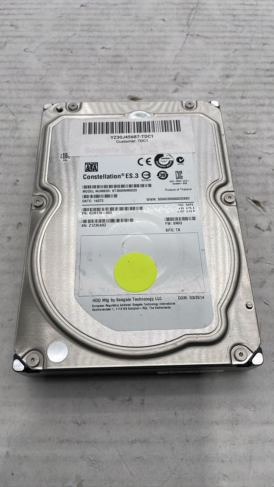 Seagate Constellation ES.3 3TB ST3000NM0033 7200RPM SATA HDD Enterprise-Class