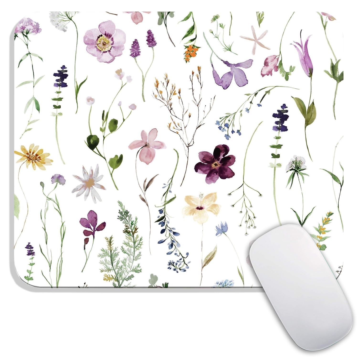 Personalized Floral Mouse Pad - Custom Washable Non-Slip Rubber Base, Premium De